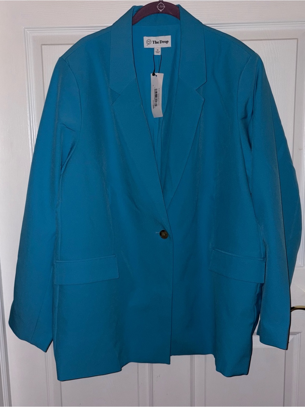 The Drop Women's Blue Mid-Length Single Button Blazer w/ Pockets, Size 4X
